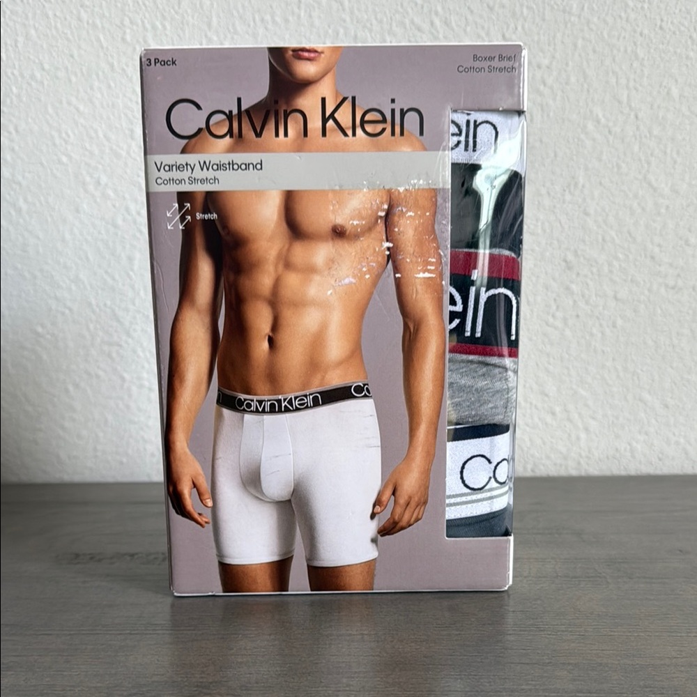 New Calvin Klein Men's Boxer Briefs 3-Pack - Black, White, Gray